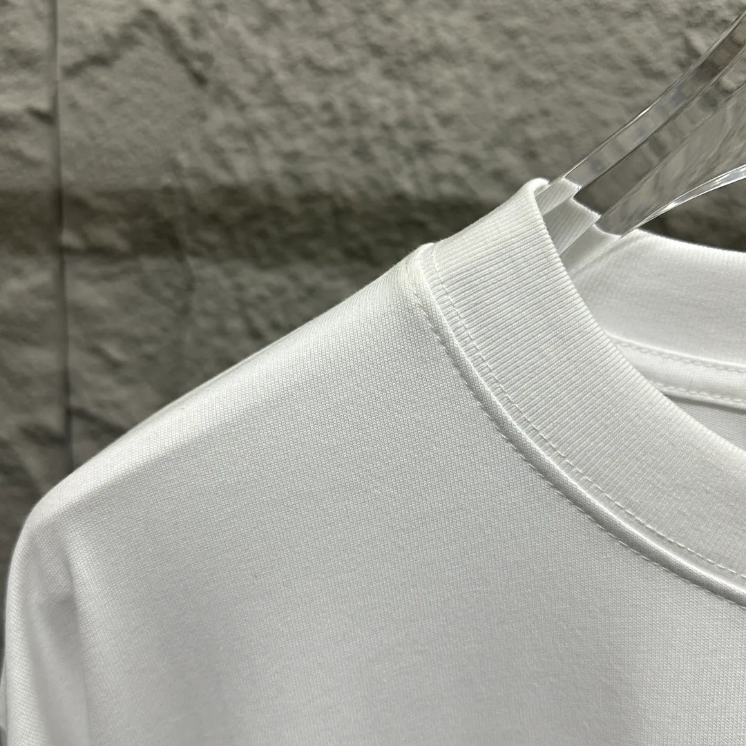 🅿️180 CH*Cro Heart*2025 spring and summer new style Classic horseshoe embroidery Customized double yarn plain cotton fabric Short-sleeved T-shirt Unisex Color: Black White Size: S (90-130 catties) M (120-150 catties) L (140-165 catties) XL (160-180 catties) XXL (180-210 catties)